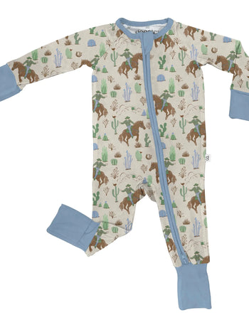 Saddle Up Cowboy Zip Convertible Pajamas / Blue Trim