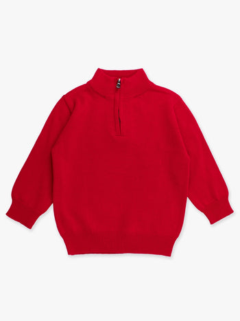 Red Quarter-Zip Sweater