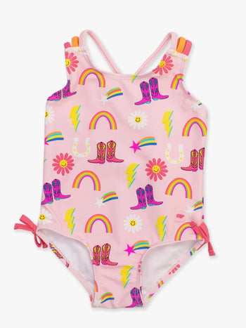 Girl's Cowgirl Cutie Cross-Back One Piece Swimsuit