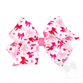Grosgrain Heart Print Bows / Medium