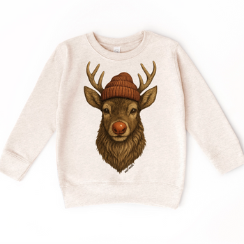 Rudolph With A Beanie - Reindeer Christmas Sweatshirt