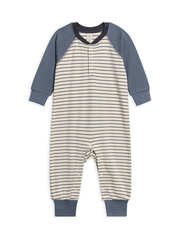 Organic Brix Henley Romper - Summit Stripe / Denim