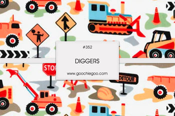 Diggers on Gray w/ Red Satin Trim