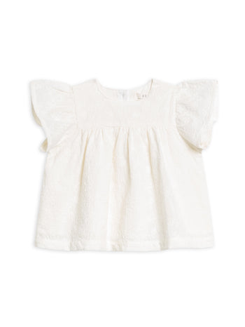 Maeve Eyelet Ruffle Sleeve Top - Coconut