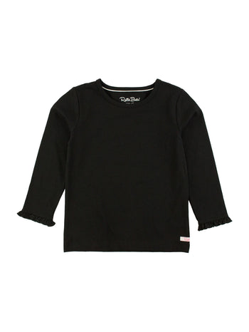 Black Knit L/S Ruffle Layering Tee