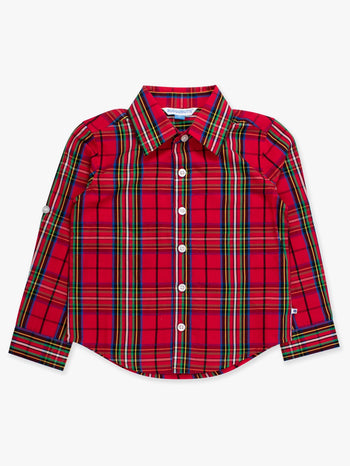 Red Nicholas Plaid Long Sleeve Button Down Shirt