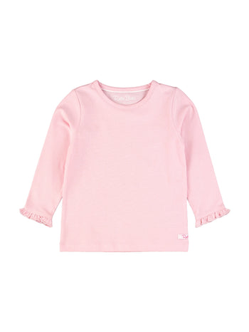 Pink Knit L/S Ruffle Layering Tee