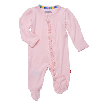 Pink Dogwood Ruffled Footie by Magnetic Me