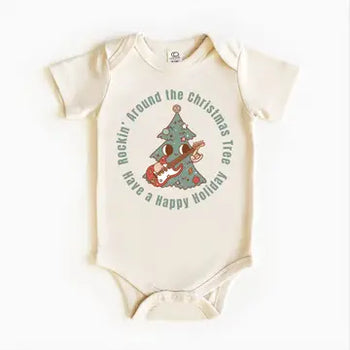 Rockin' Around Christmas Tree Neutral Onesie