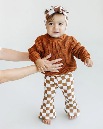 Checkered Flare Pants / Copper