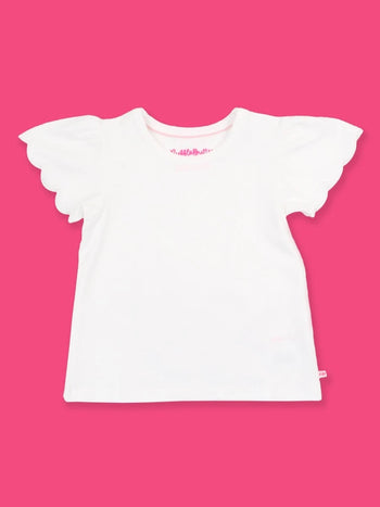 White Short Sleeve Scallop Tee