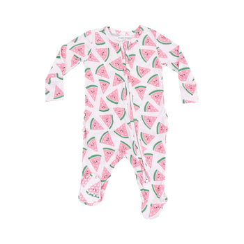 2-Way Zipper Footie / Watermelon Hearts