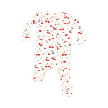 2-Way Zipper Footie / Watercolor Cherries