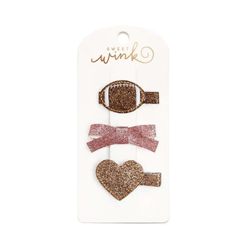 Football Love Hair Clips - Set of 3