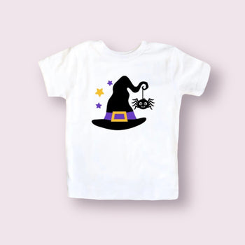 * Witch and Spider Toddler Graphic Short Sleeve Tee / White
