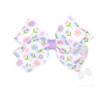 Wee Ones Spring Flowers Print Bow / Medium
