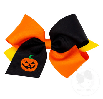 Tri-Color Halloween Embroidered Bow / Medium