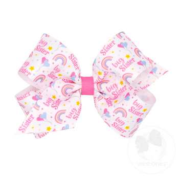 Big Sister Printed Rainbow Grosgrain Hair Bow / Medium