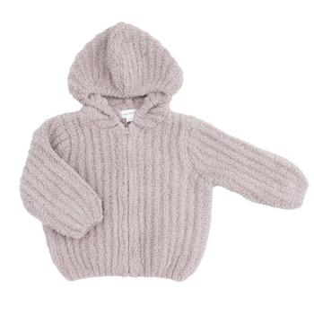 Striped Texture Chenille Hoodie / Stone