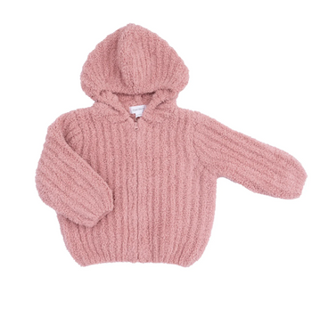 Striped Texture Chenille Hoodie / Rose