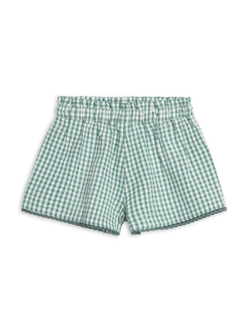 Patty Seersucker Scalloped Trim Short - Lagoon Gingham