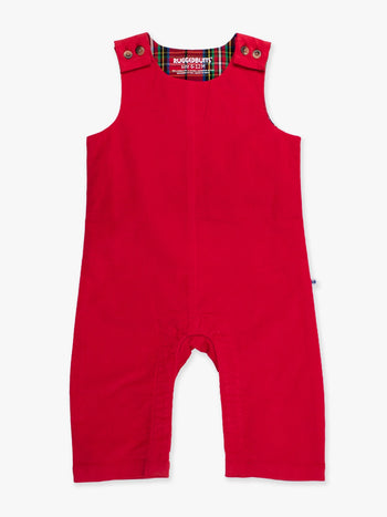 Red Stretch Corduroy Longall Romper