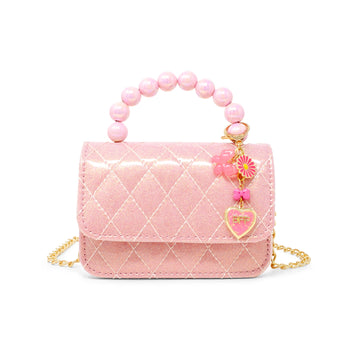 Quilted BFF Blossom Pearl Handle Handbag / Pink