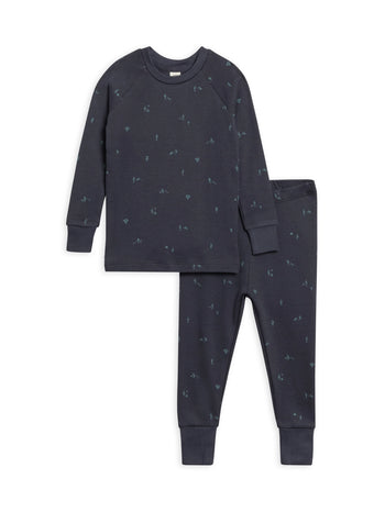 2pc L/S Jammie Set - Cactus / Navy + Teal