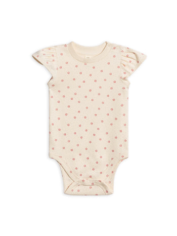 Organic Pearl Petal Sleeve Bodysuit - Carla Floral / Punch