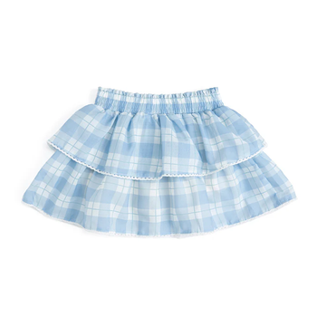 Blue Plaid Tiered Skort
