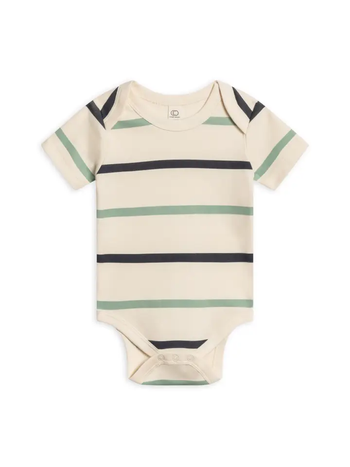 Organic Afton Bodysuit - Aldo Stripe / Navy + Jade