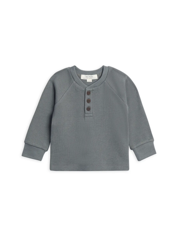 Jones Waffle Knit Henley Raglan Shirt / Agave