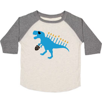 Menorasaurus Hanukkah 3/4 Sleeve Raglan Shirt