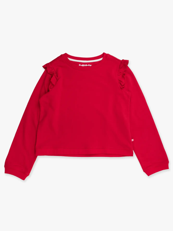 Girls Red Knit Flutter Sweatshirt