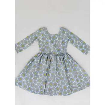 3/4 Sleeve Twirl Dress in Periwinkle Meadow