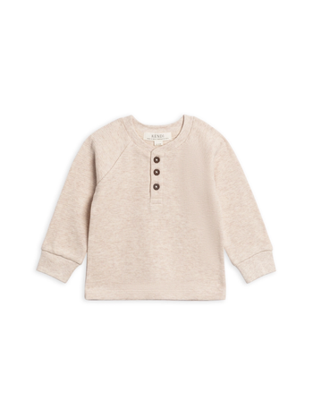Jones Waffle Knit Henley Raglan Shirt / Heather Oat