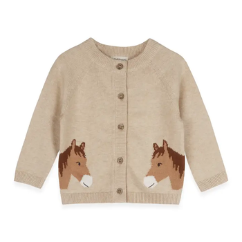 Horse Jacquard Knit Organic Cotton Baby Cardigan