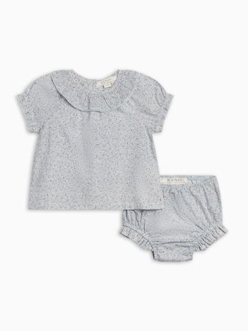 Bess Poplin Ruffle Shirt and Bloomer Set