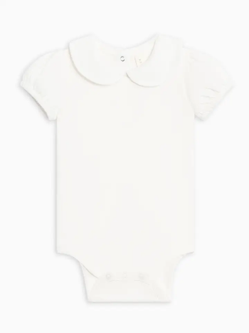 Organic Peggy Peter Pan Collared Bodysuit - Coconut