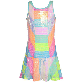 * Hannah Banana Drop Waist Sequined Stripe Dress