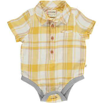 Helford Gold Plaid Collared s/s Onesie