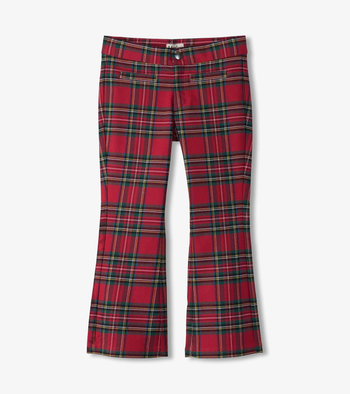 Red Plaid Flared Pants