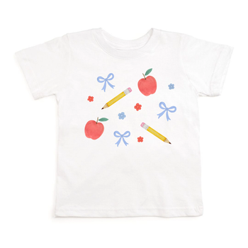 Ditsy Floral Back to School S/S T-Shirt - White