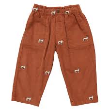 Jackson Rust Corduroy Pants w/ Dog Embroidery