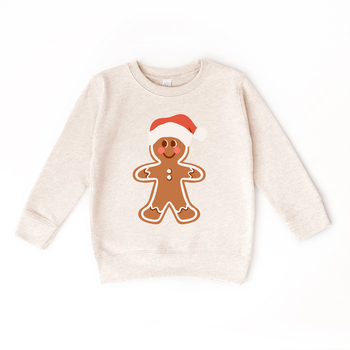 Gingerbread Man Christmas Kids Sweatshirt/ Natural Heather