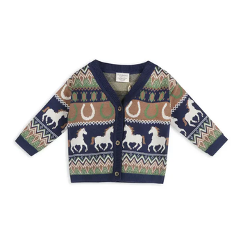 Romeo Western Jacquard Knit Organic Cotton Baby Cardigan