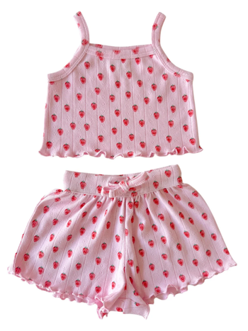 Pink Strawberry / Organic Pointelle Summer Set