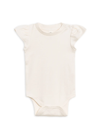 Organic Pearl Petal Sleeve Bodysuit - Ivory