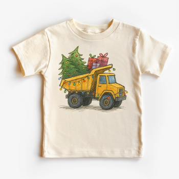 Christmas Construction Dump Truck T-Shirt / Natural