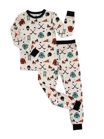 Hat Trick Hockey Two-Piece Bamboo Pajama Kids Pants Set
